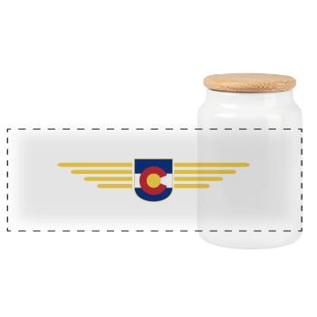 Colorado Fan T-Shirt – Berge & Abenteuer - Panorama Keksdose mit Holzdeckel - Weiß - Vorne