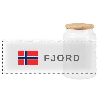 Fjord Norway - Panoramic Cookie Jar with Wooden Lid - white - Front