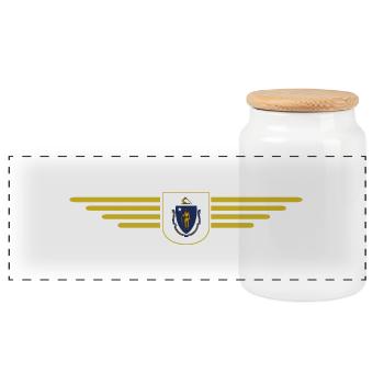 Massachusetts Fan T-Shirt – Stylisch & Einzigartig - Panorama Keksdose mit Holzdeckel - Weiß - Vorne