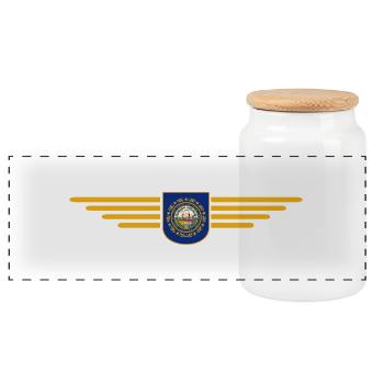 New Hampshire Fan T-Shirt – Must-have! - Panoramic Cookie Jar with Wooden Lid - white - Front