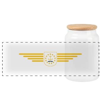 Rhode Island Fan T-Shirt – Stylish & Unique - Panoramic Cookie Jar with Wooden Lid - white - Front
