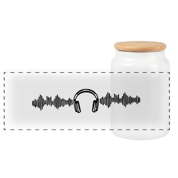musique - Boîte à biscuits avec couvercle en bois - blanc - Devant