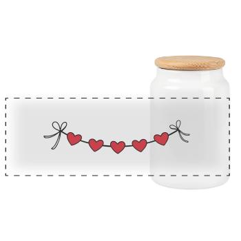Heart Garland Garland Hearts - Panoramic Cookie Jar with Wooden Lid - white - Front