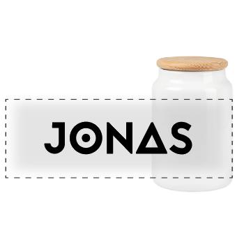 First name Jonas - Panoramic Cookie Jar with Wooden Lid - white - Front