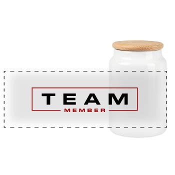 Team Member - Panoramic Cookie Jar with Wooden Lid - white - Front