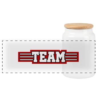 Team Line - Panoramic Cookie Jar with Wooden Lid - white - Front