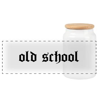 Old School - Panoramic Cookie Jar with Wooden Lid - white - Front