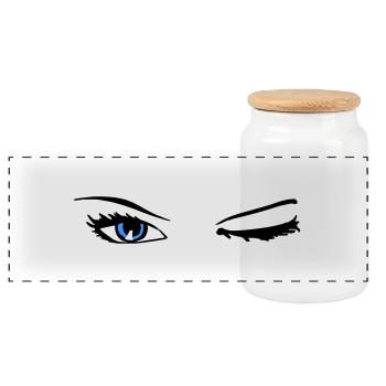 Sexy Eyes , Sexy Augen - Panorama Keksdose mit Holzdeckel - Weiß - Vorne