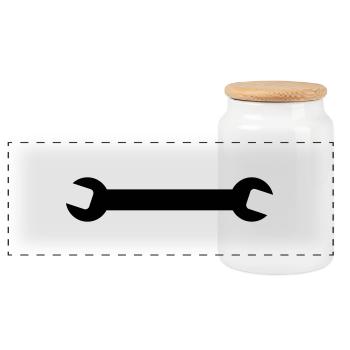 spanner - Panoramic Cookie Jar with Wooden Lid - white - Front