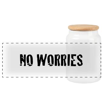 no worries - Boîte à biscuits avec couvercle en bois - blanc - Devant