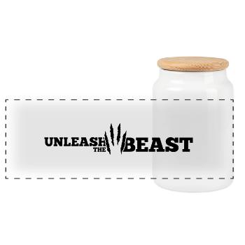 Unleash the Beast Bodybuilding Kratzspuren - Panoramic Cookie Jar with Wooden Lid - white - Front