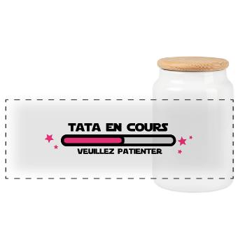 TATA EN COURS - Boîte à biscuits avec couvercle en bois - blanc - Devant