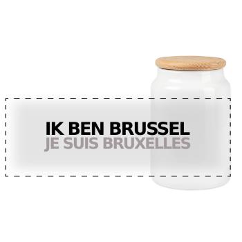 Je Suis Bruxelles - Panorama Keksdose mit Holzdeckel - Weiß - Vorne