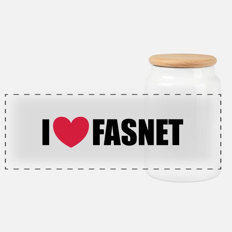 I love Fasnet - Panorama Keksdose mit Holzdeckel - Weiß