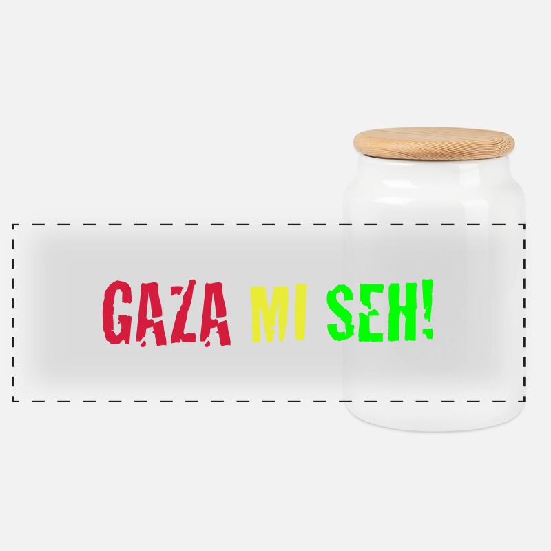 Gaza Mi Seh! - Panorama Keksdose mit Holzdeckel - Weiß
