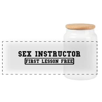 sex instructor - Boîte à biscuits avec couvercle en bois - blanc - Devant