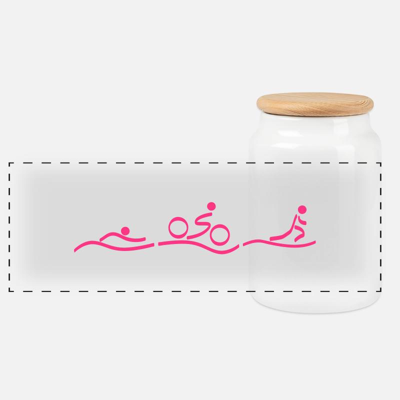 swim_bike_run_plain_2 - Panorama Keksdose mit Holzdeckel - Weiß