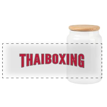 Thaiboxing - Panorama Keksdose mit Holzdeckel - Weiß - Vorne
