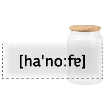 hannover loud writing - Panoramic Cookie Jar with Wooden Lid - white - Front