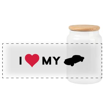 i love my car - Panorama Keksdose mit Holzdeckel - Weiß - Vorne