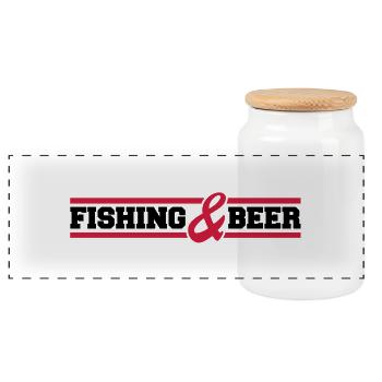 fishing_and_beer_c2 - Panoramic Cookie Jar with Wooden Lid - white - Front