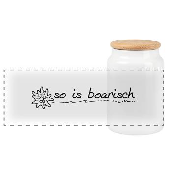 so_is_boarisch - Panorama Keksdose mit Holzdeckel - Weiß - Vorne