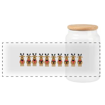 rennes de Noël équipage - Boîte à biscuits avec couvercle en bois - blanc - Devant