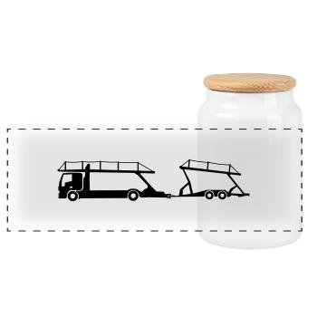 Porte voitures de transport_b1 - Boîte à biscuits avec couvercle en bois - blanc - Devant
