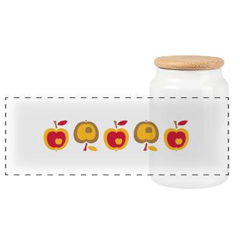Apple - Panoramic Cookie Jar with Wooden Lid - white - Front