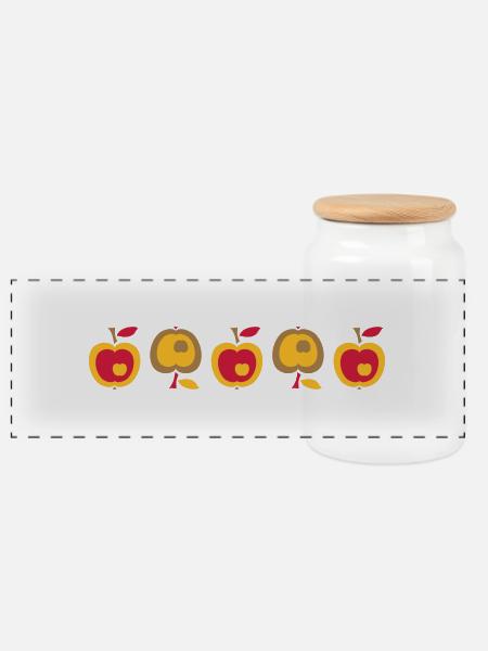 Apfel - Panorama Keksdose mit Holzdeckel - Weiß