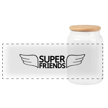 super friends amis super - Boîte à biscuits avec couvercle en bois - blanc - Devant