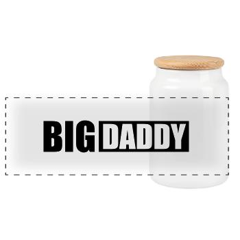 Logo Big Daddy father hero dad father's day - Panoramic Cookie Jar with Wooden Lid - white - Front