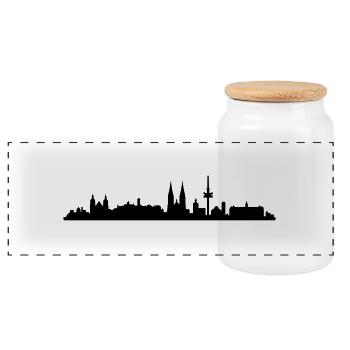 Skyline Regensburg - Panorama Keksdose mit Holzdeckel - Weiß - Vorne