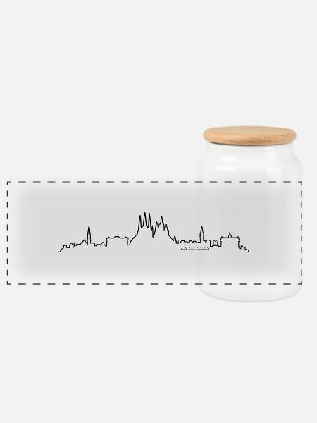 Skyline Erfurt - Panorama Keksdose mit Holzdeckel - Weiß