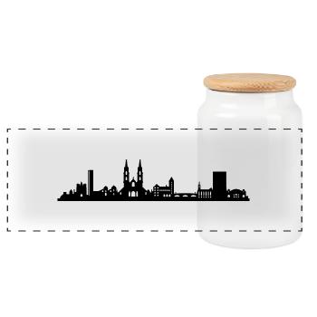 Skyline Basel - Panorama Keksdose mit Holzdeckel - Weiß - Vorne