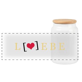 Liebe / Lebe - Panorama Keksdose mit Holzdeckel - Weiß - Vorne