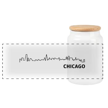 Chicago - Panorama Keksdose mit Holzdeckel - Weiß - Vorne