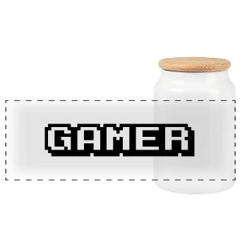 Gamer - Panorama Keksdose mit Holzdeckel - Weiß - Vorne