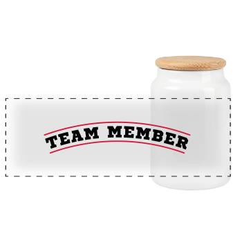 team member - Panorama Keksdose mit Holzdeckel - Weiß - Vorne