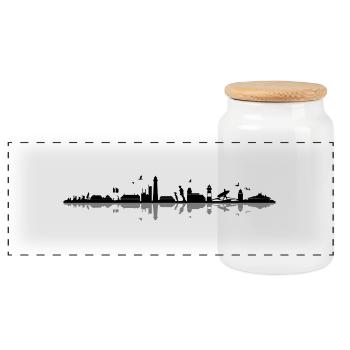 Skyline - Küste Sylt - Panorama Keksdose mit Holzdeckel - Weiß - Vorne