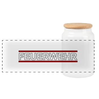Feuerwehr T-Shirt | Freiwillige Feuerwehr - Panorama Keksdose mit Holzdeckel - Weiß - Vorne