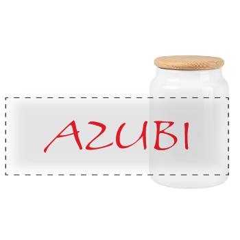 Azubi Tshirt 3 23 rot - Panorama Keksdose mit Holzdeckel - Weiß - Vorne