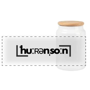 ˈhuːʀənˌsoːn - Panorama Keksdose mit Holzdeckel - Weiß - Vorne