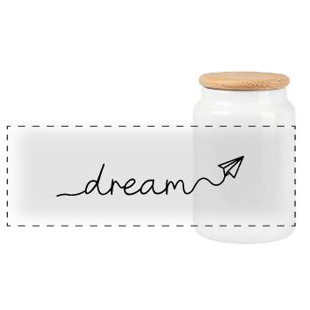 DREAM - Panoramic Cookie Jar with Wooden Lid - white - Front