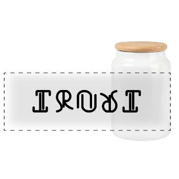 TRUST AMBIGRAM digital - Panoramic Cookie Jar with Wooden Lid - white - Front