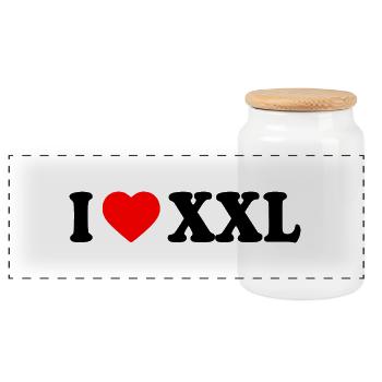 I love xxx - Panoramic Cookie Jar with Wooden Lid - white - Front