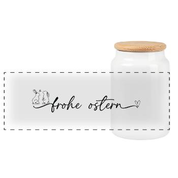 Frohe Ostern 🐰🌸 - Panorama Keksdose mit Holzdeckel - Weiß - Vorne