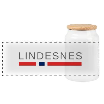 Lindesnes Norway - Panoramic Cookie Jar with Wooden Lid - white - Front
