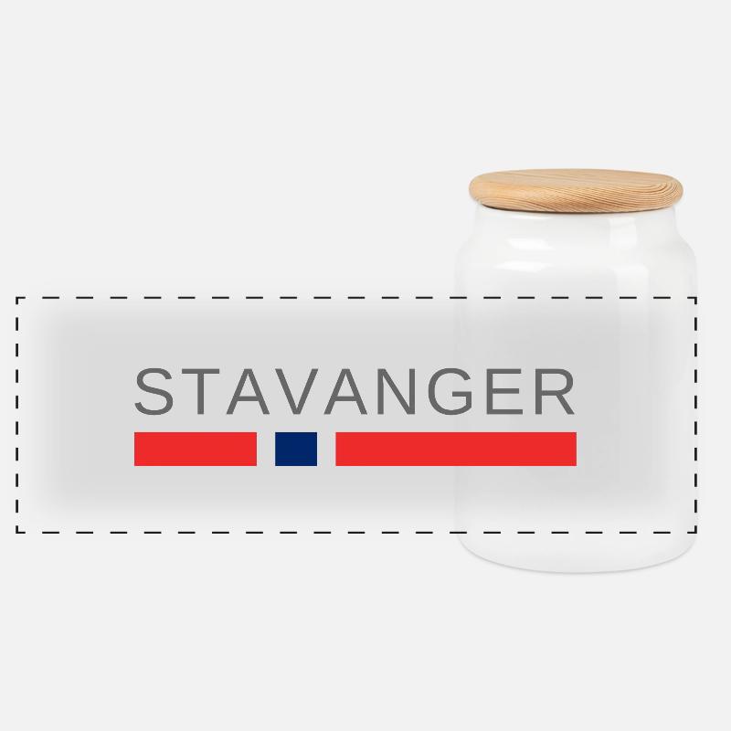 Stavanger Norwegen - Panorama Keksdose mit Holzdeckel - Weiß