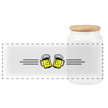 Icône de la ligne de bière - Boîte à biscuits avec couvercle en bois - blanc - Devant